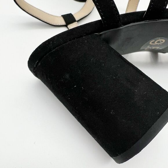 Liz Claiborne Newell Black Vegan Suede Closed Pointed Toe Strappy Heels 9.5 - Picture 10 of 12